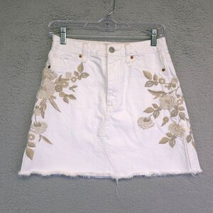 Abercrombie Fitch Skirt Womens 26/2 Zoe Natural Rise Vintage A Line Embroidered‎